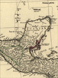 1779 Large French Map Mexico Costa Rica Gulf Coast