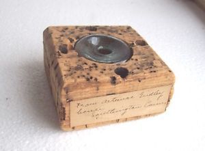 1840 Pontiled Ink Bottle in Cork Quill Pen Holder Gridley Southington Ct Label