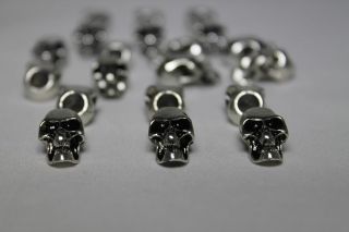 5 Metal Punisher Skull Beads for Paracord Bracelets Lanyards Antique Silver