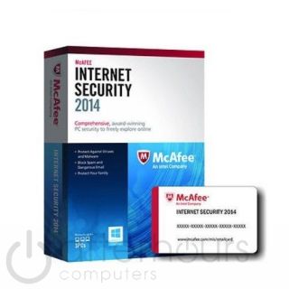 McAfee 2014 Internet Security 3 User 1 yr Year Subscription PC Ecard License