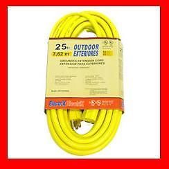 25' Foot 12 3 Yellow Heavy Duty Outdoor Extension Power Cord Electrical Outlet