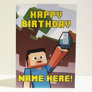 Personalised Birthday Card Inspired by Video Games Minecraft Steve 2