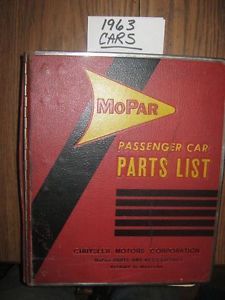 1963 Chrysler Dodge Plymouth Mopar Car Parts Catalog Book Manual Dealer 63