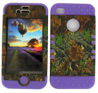 3 IN 1 HYBRID SILICONE COVER FOR APPLE IPHONE 4 4S HARD CASE SOFT LIGHT PURPLE RUBBER SKIN CAMO MOSSY LP WFL005 KOOL KASE ROCKER CELL PHONE ACCESSORY EXCLUSIVE BY MANDMWIRELESS: Cell Phones & Accessories