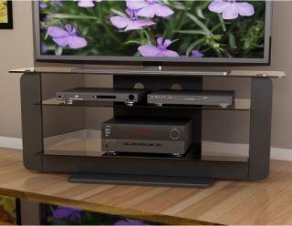 Sonax T 201 TAT Atlantic 52 in. TV Stand with Glass Shelves   Midnight Black   TV Stands