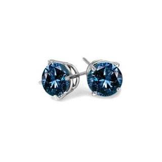    14K White Gold Blue Diamond Stud Earrings 1/4ct tw Jewelry