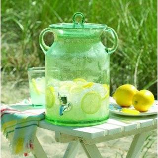 Tag Summer Cottage Vintage Glass Jar Drink Dispenser, Green, 10.25 