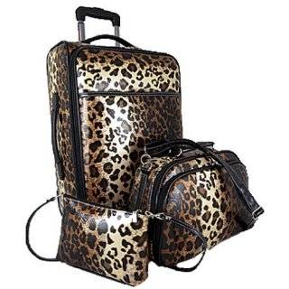   Piece Leopard Cheetah Print Rolling Luggage, Train & Travel Sling