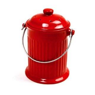 Norpro 1 Gallon Ceramic Compost Keeper, Red