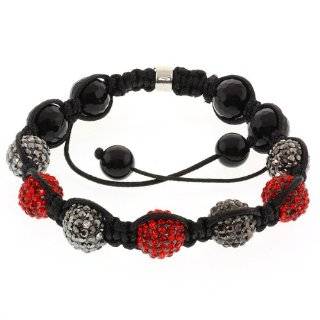  Black and Red Shamballa Bead Bracelet 