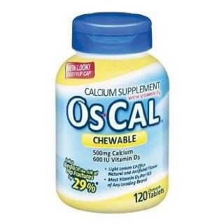 Oscal Calcium 500 mg + Vit D Chewable Tabs, Light Lemon Chiffon, 120 
