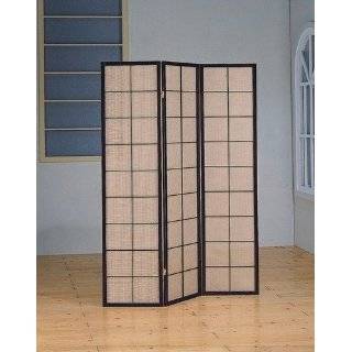  3 Panel Black Frame Oriental Shoji Screen Room Divider 