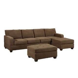  Waffle Suede Reversible Sectional Sofa with Matching Ottoman
